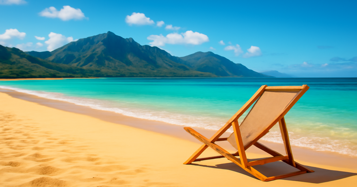 Inspiring solo travel scene with a beach and mountains, capturing the essence of путешествие в одиночку.
