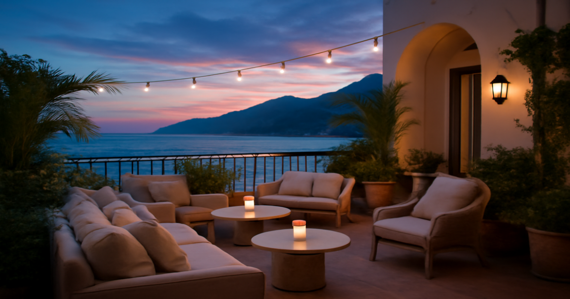 Stunning view of romantic hotels, perfect for couples seeking adventure and relaxation.