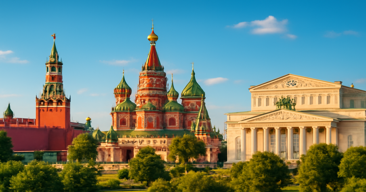 Explore the stunning достопримечательности Москвы including the Kremlin and St. Basil's Cathedral.