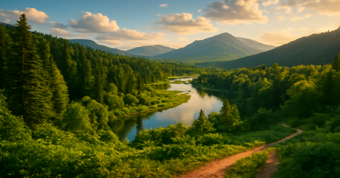 Explore eco-туризм в России with stunning natural landscapes, mountains, and serene rivers.