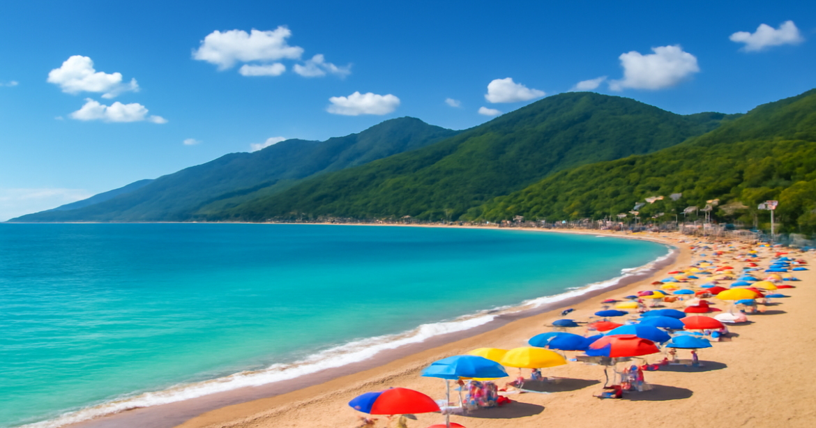 Beautiful view of курорты Краснодарского края showcasing the Black Sea and surrounding landscapes.