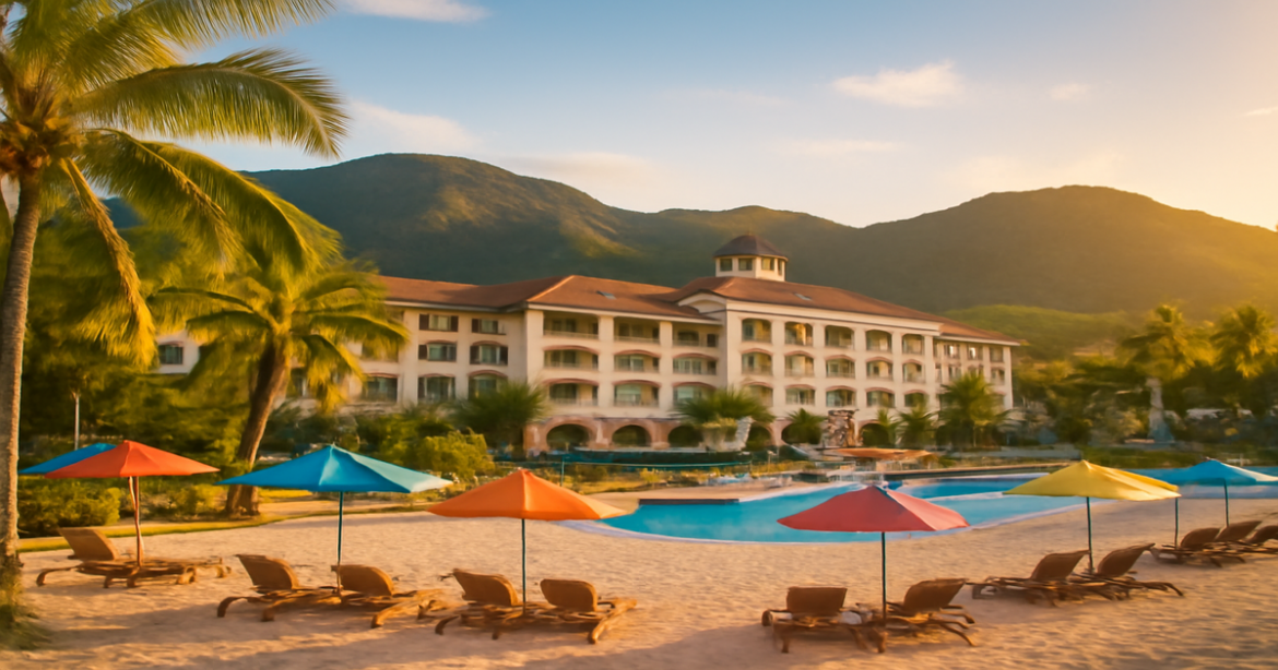 Explore курорты для отдыха с детьми with this inspiring beach resort image, perfect for family vacations.