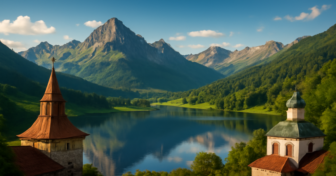 Explore unique достопримечательности России with stunning landscapes and vibrant nature in this captivating travel image.