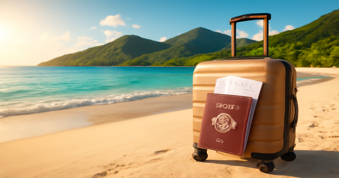 Stunning beach scene illustrating визовая поддержка for international travel preparations.