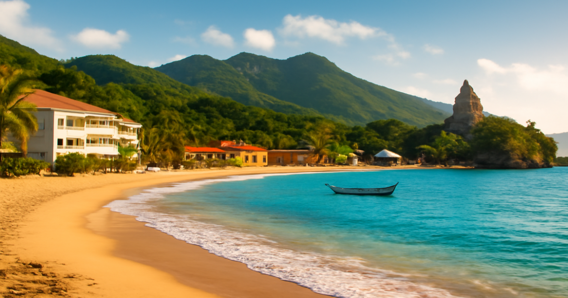 Explore budgetный отдых за границей with beautiful beaches and mountains in this inspiring travel image.