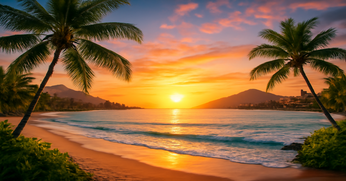 Explore breathtaking budgetные поездки to serene beaches and stunning mountains in this inspiring travel image.