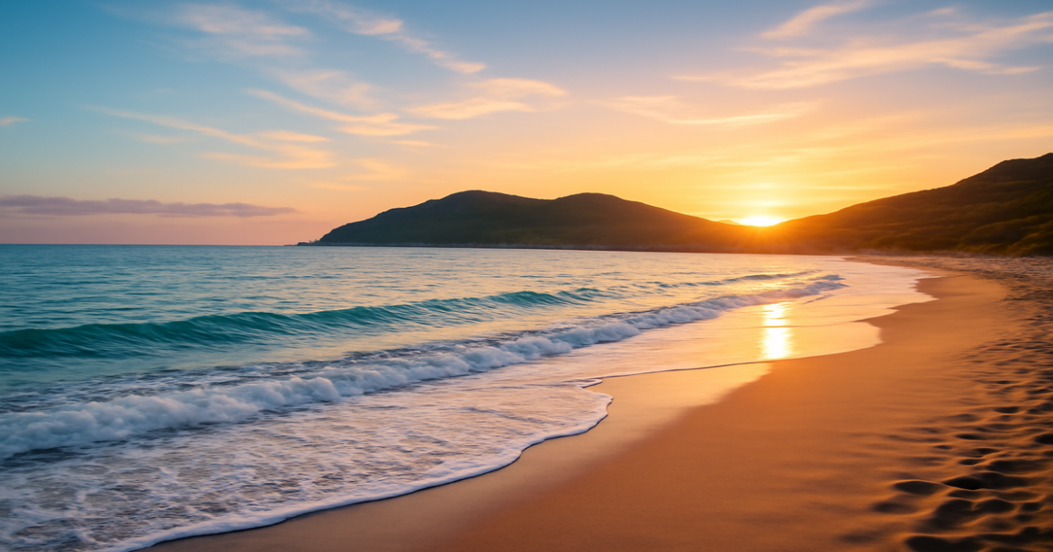 Explore budgetный отдых в Европе with this captivating sunset beach scene, perfect for travel enthusiasts.