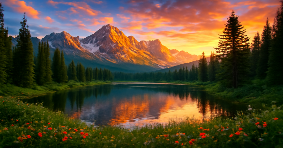 Explore чудеса природы России with this stunning landscape of mountains and serene lakes.