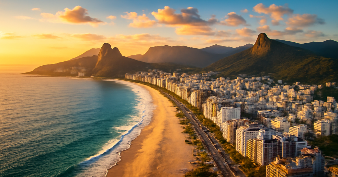 Stunning aerial view of top vacation cities for отпуск города мира in 2026, showcasing beaches and mountains.