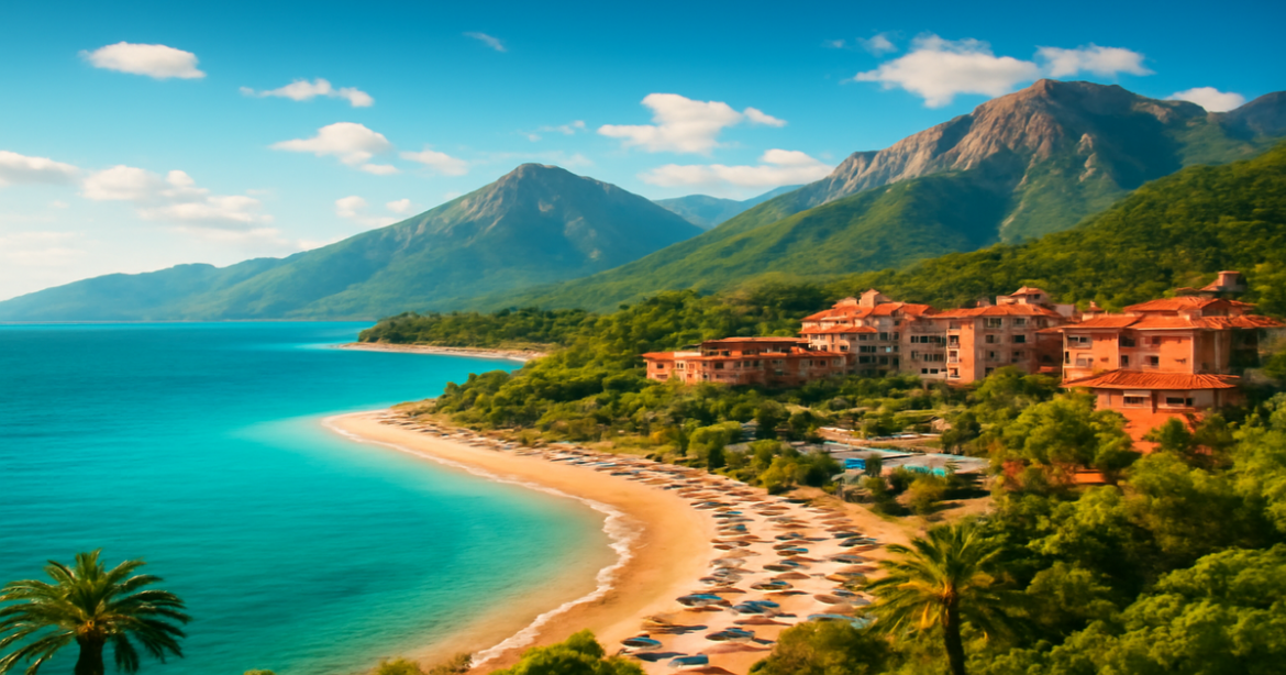 Explore stunning travel destinations for сезон отпусков, featuring beaches and mountains.