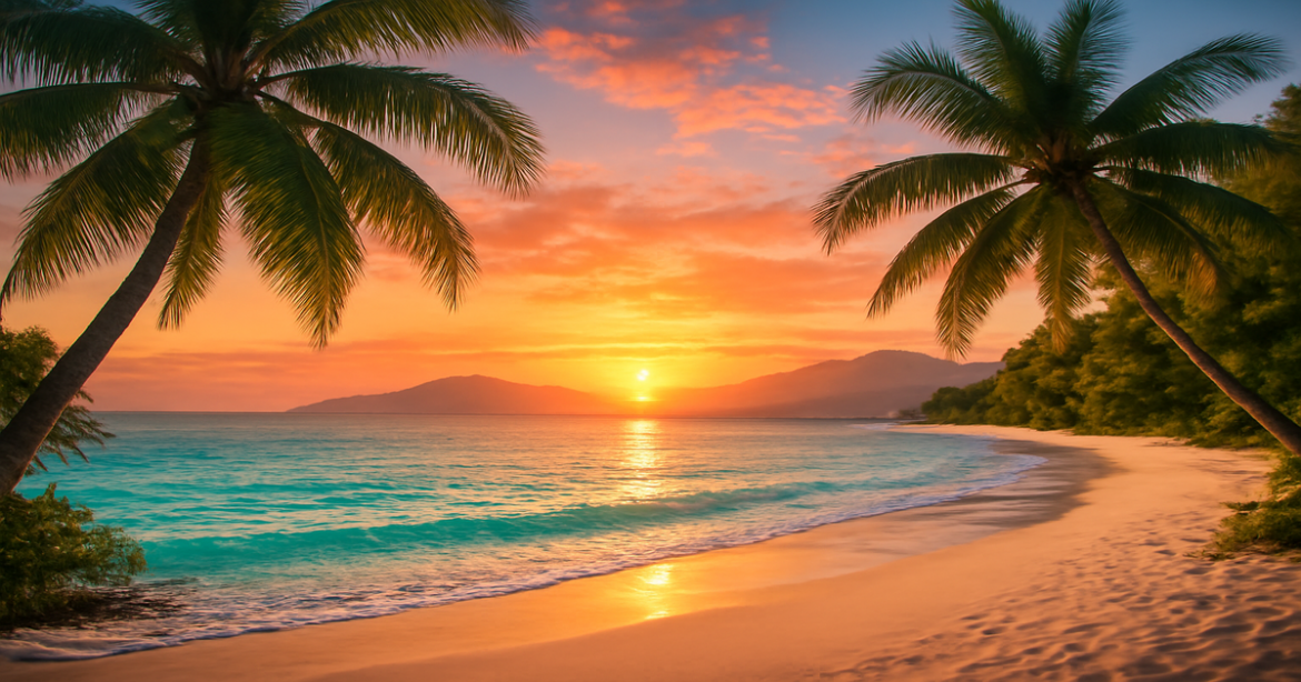 Stunning beach landscape illustrating how to find the лучший авиабилет for your next adventure.