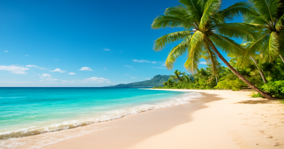 Stunning beach scene perfect for a пляжный отдых, showcasing pristine sands and clear waters.