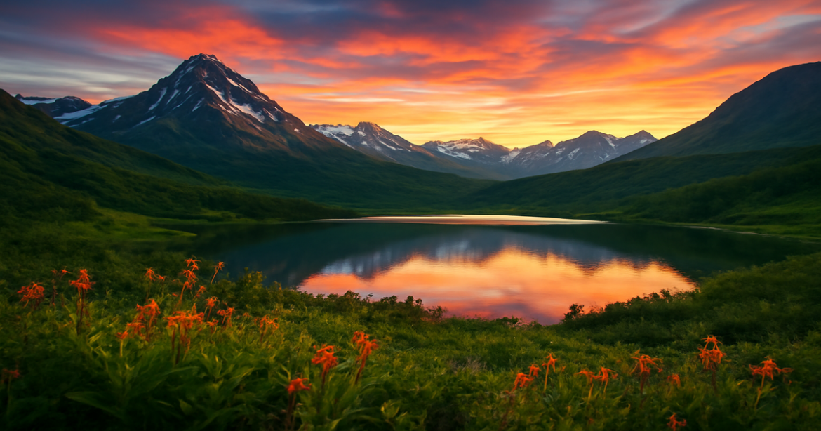 Stunning Russian landscape showcasing the лучшее время для отдыха в России with mountains and lakes.