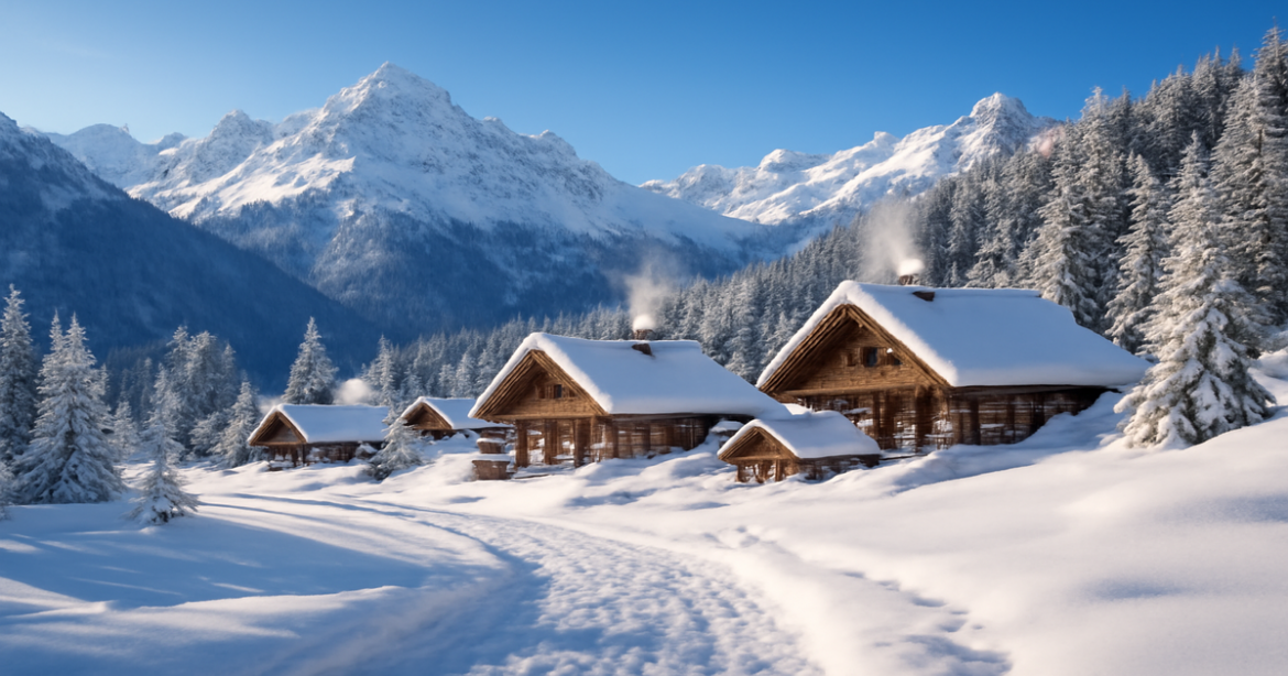 Explore the beauty of зимние курорты with this stunning winter resort landscape.
