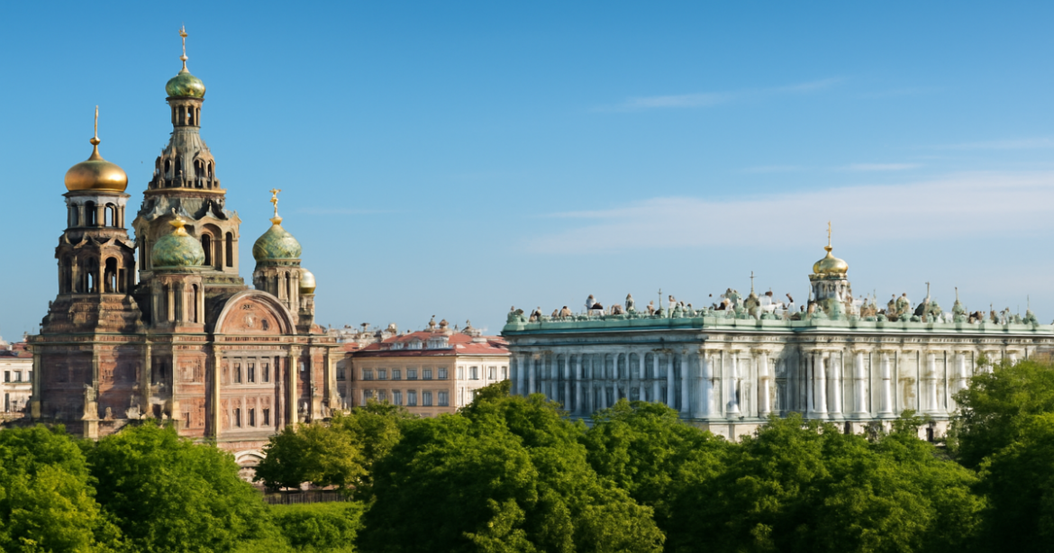Stunning view of достопримечательности Санкт-Петербурга, showcasing iconic landmarks and vibrant architecture.