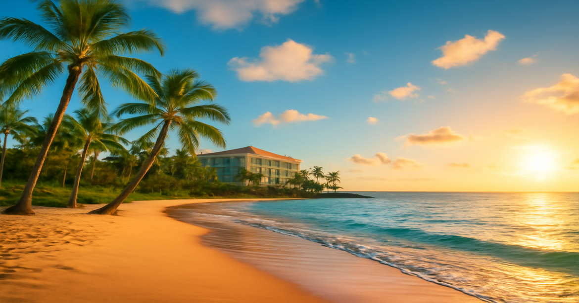 Stunning beach scene for a perfect пляжный отдых, showcasing nature and luxury resorts.