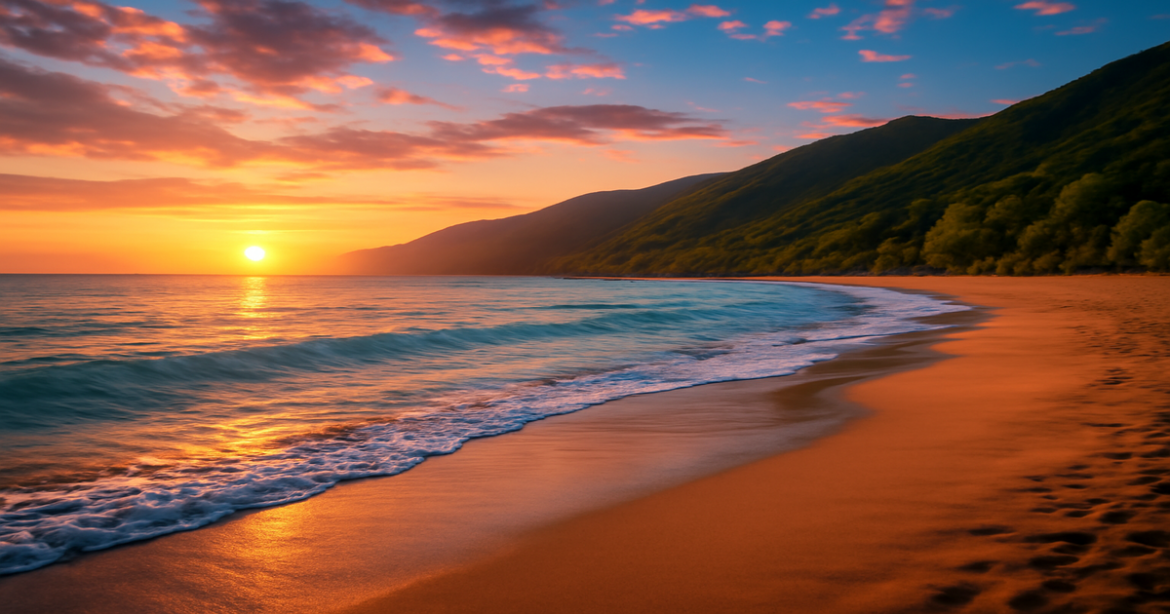 Stunning sunset view of Sochi beaches, perfect for a vacation in Sochi.