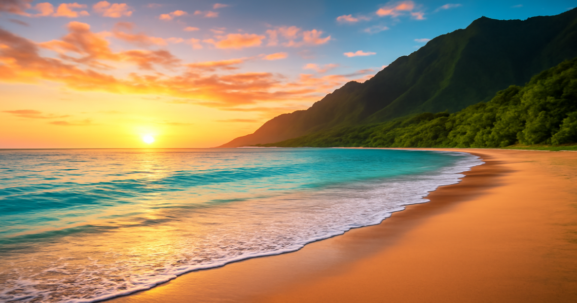 Stunning beach sunset landscape representing подготовка к путешествию for inspiring travel adventures.
