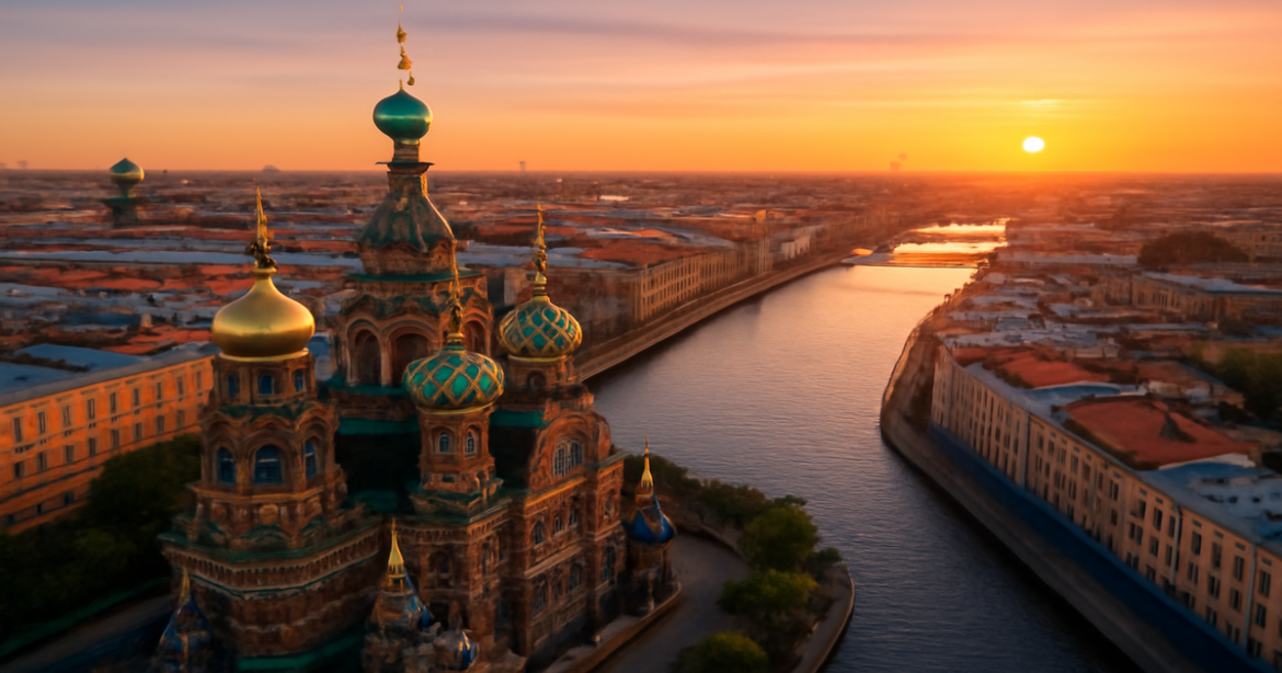 Explore Санкт-Петербург with this breathtaking aerial view of its iconic landmarks.