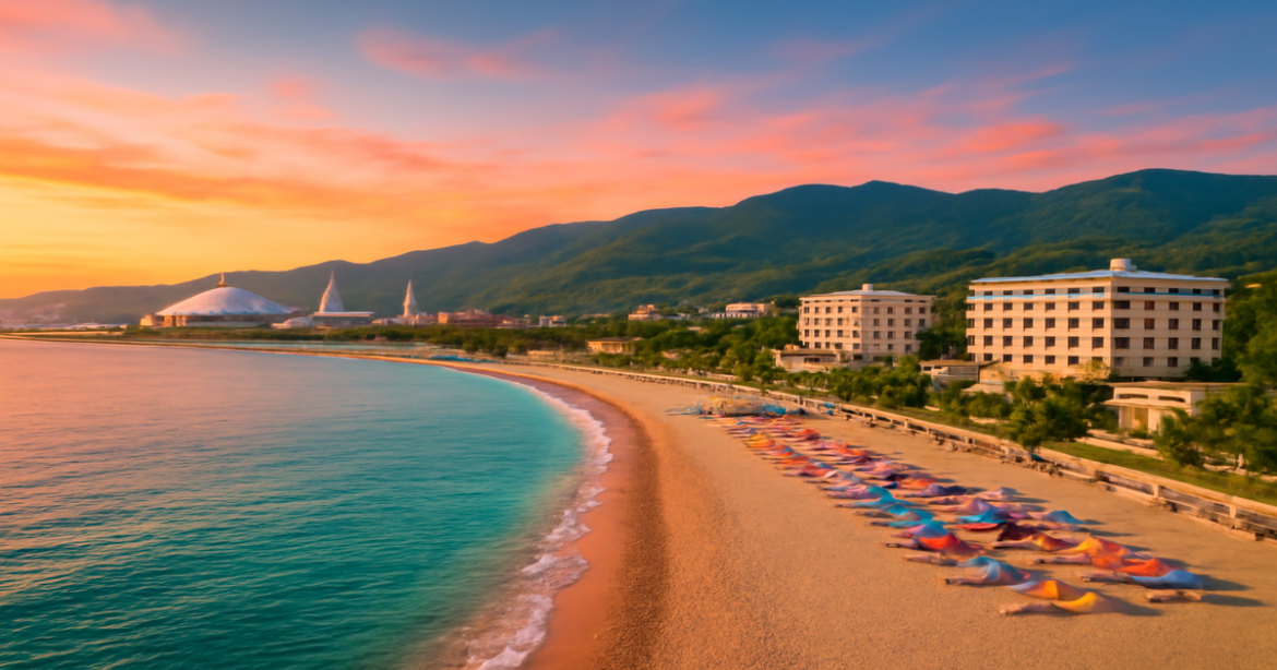 Explore Sochi with this breathtaking view of its beaches and mountains, a perfect Sochi путеводитель image.