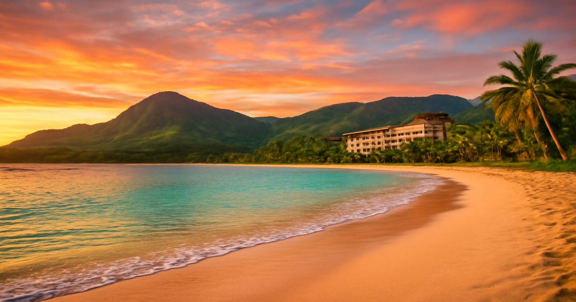 Stunning beach landscape highlighting the importance of визы для туристов for travel planning.