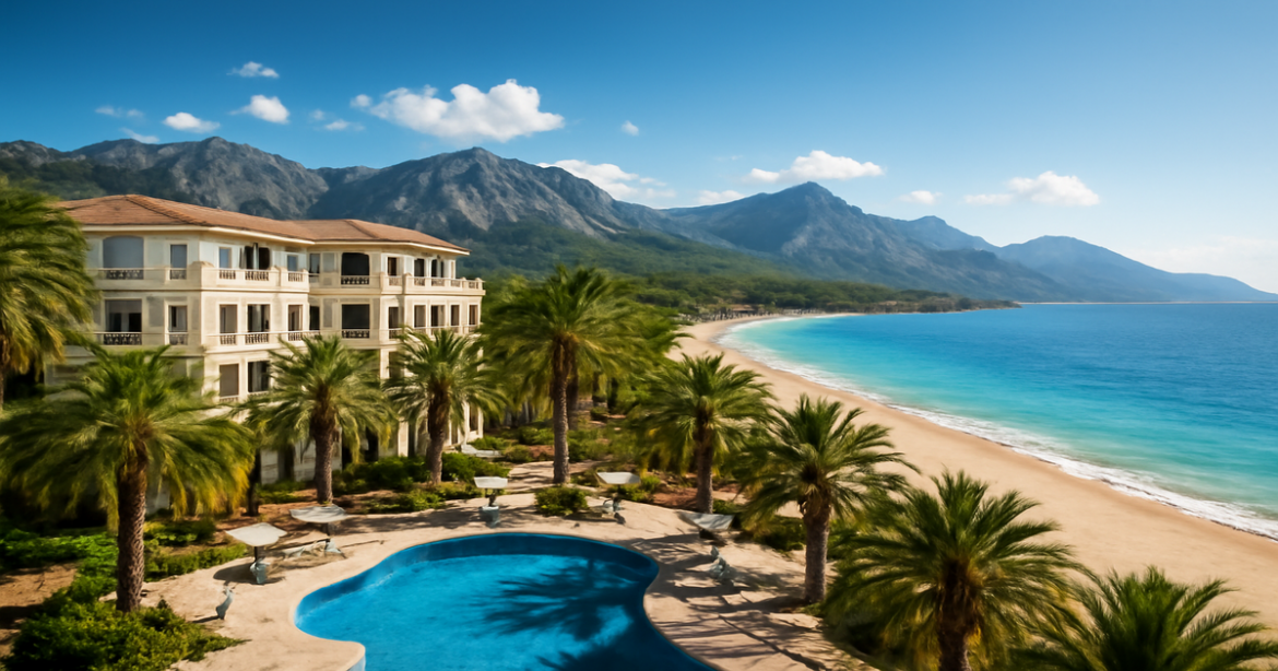 Luxurious hotel choice for the perfect vacation, featuring beautiful beaches and stunning mountains.