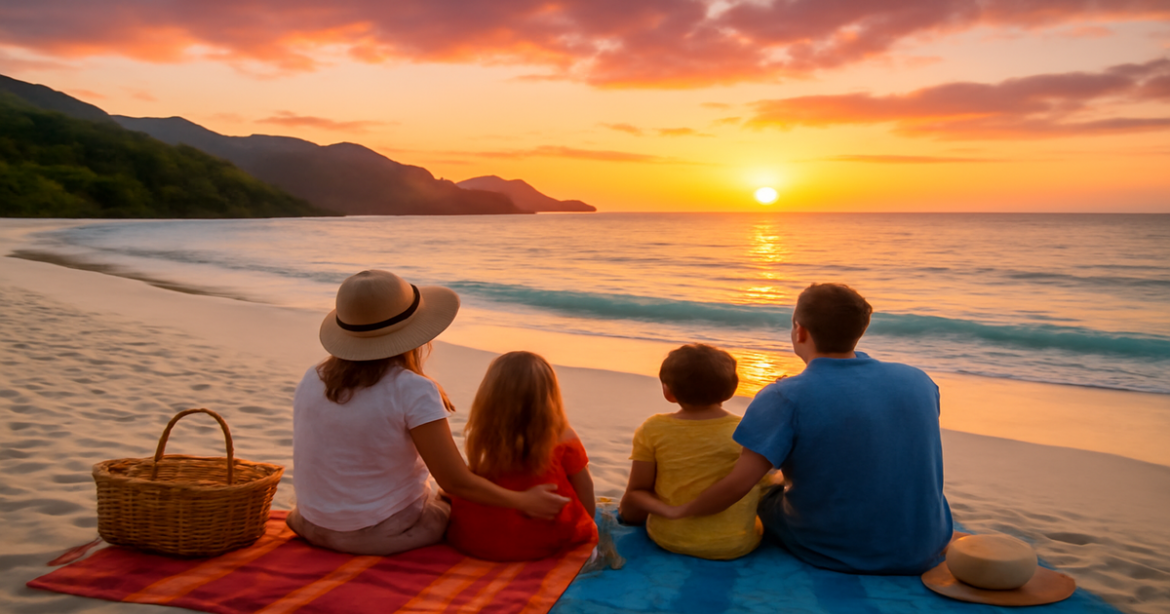 Enjoy a stunning beach view perfect for семейное путешествие, capturing the essence of family adventure and relaxation.