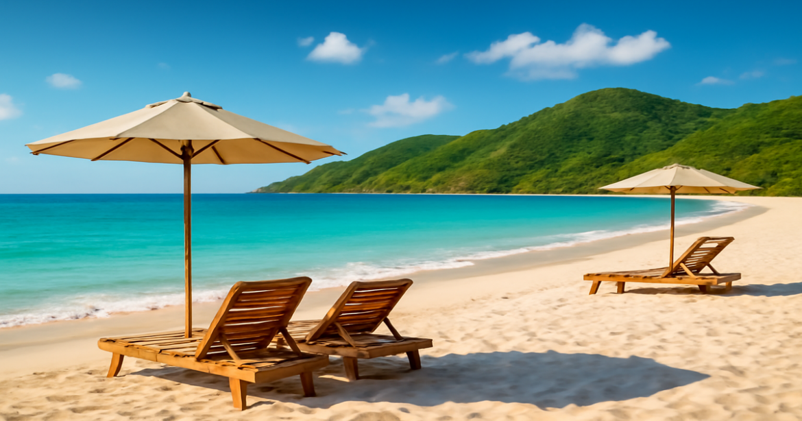 Explore beautiful beach destinations for budget-friendly пляжный отдых in this picturesque coastal scene.
