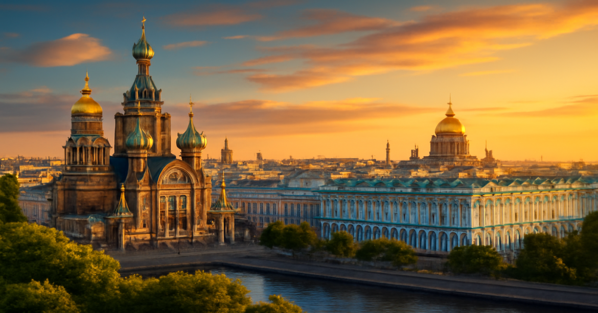 Explore достопримечательности Петербурга in this breathtaking view of iconic landmarks.