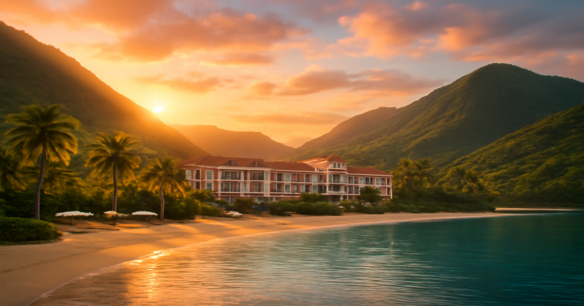 Stunning view of a romantic resort, perfect for couples seeking unforgettable курорты experiences.