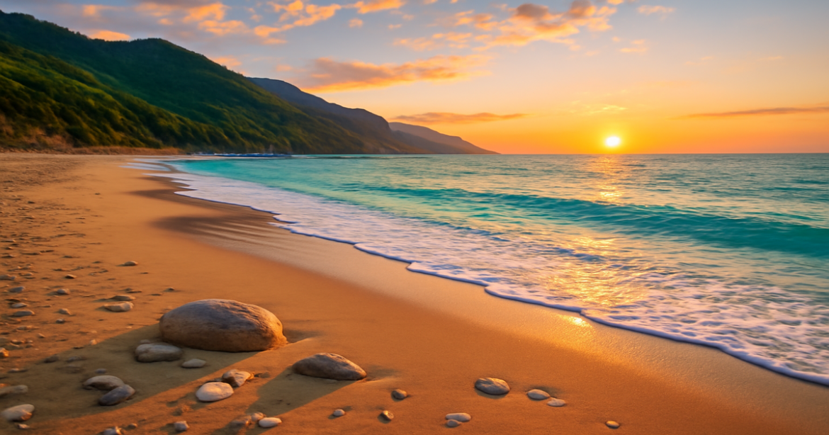 Stunning view of the beautiful beaches of Russia, perfect for travel enthusiasts and nature lovers.