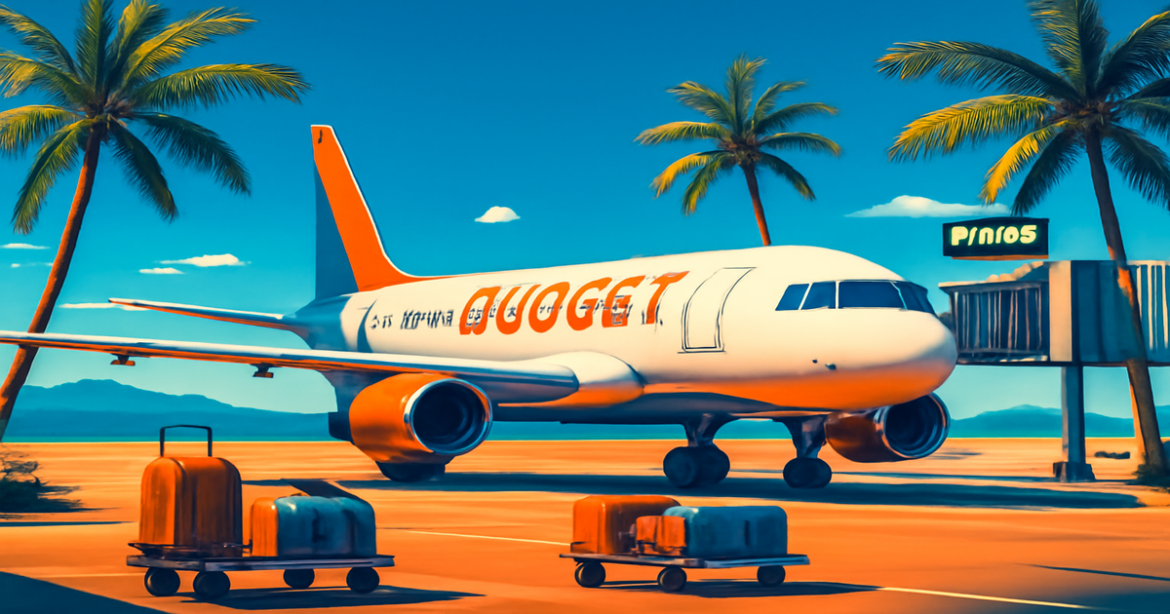 Explore budgetные авиаперевозчики in a vibrant airport scene with inspiring travel elements.