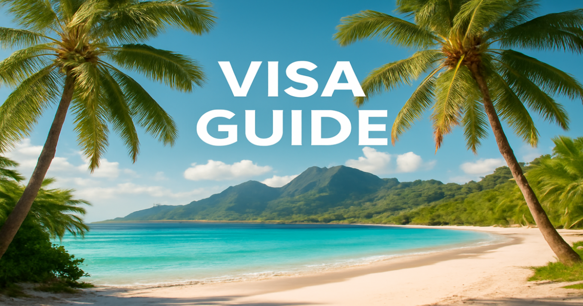 A stunning travel scene highlighting a beach and mountains, perfect for a гид по визам article.