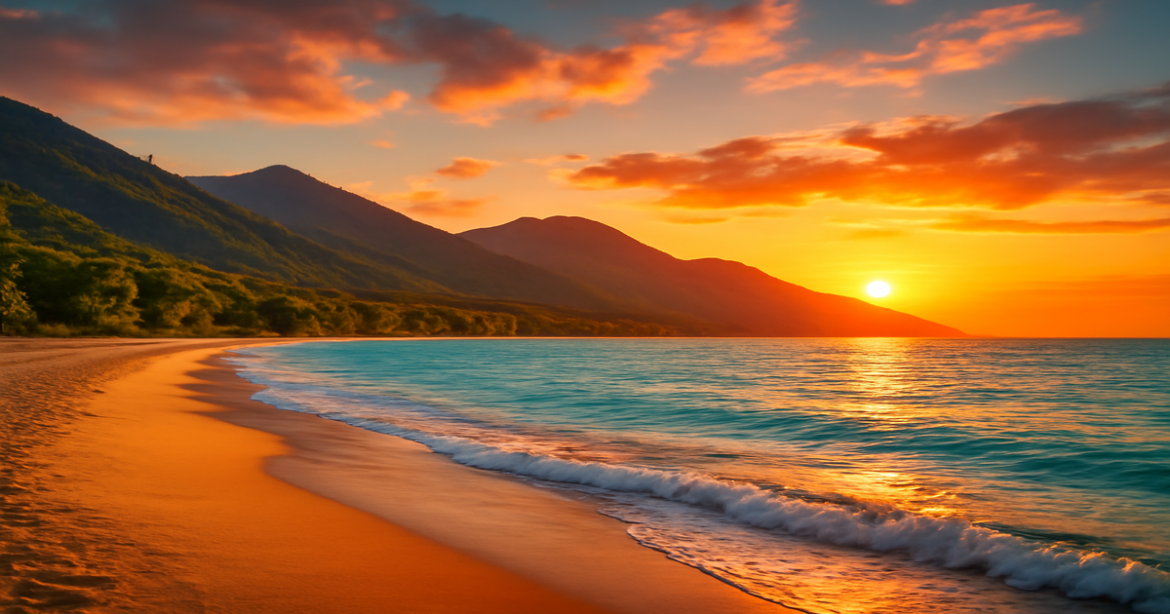 Stunning view of Sochi's coastline, ideal для маршруты в Сочи with beaches and mountains.