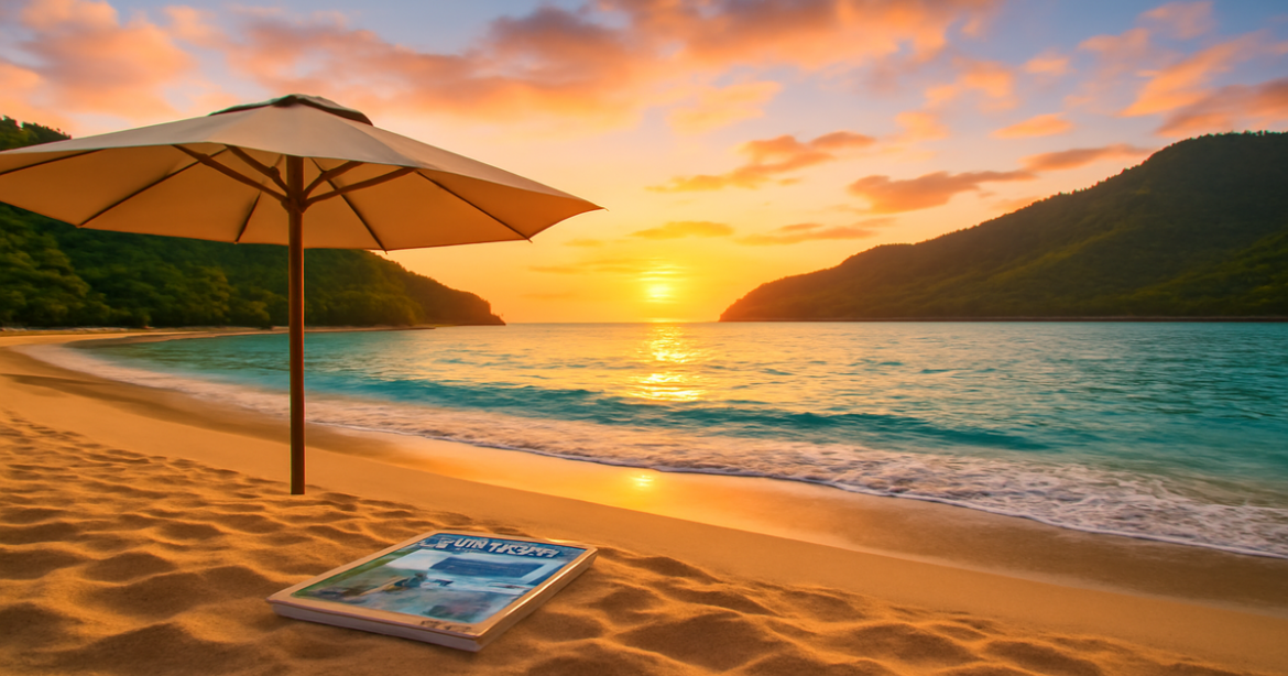 A beautiful beach scene illustrating the journey of obtaining a виза for travel adventures.