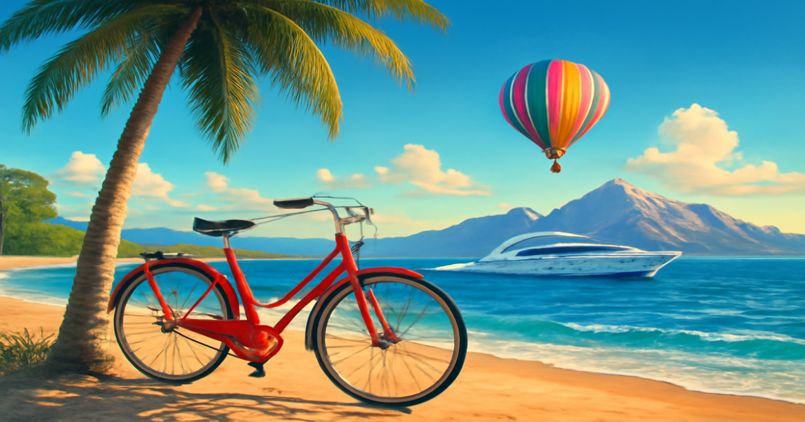 Explore эффективные способы передвижения в путешествии with vibrant landscapes and diverse transport options.