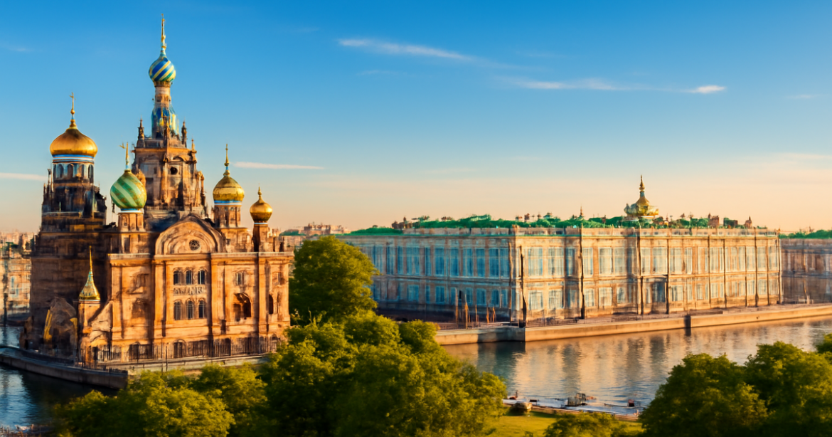 Explore достопримечательности Санкт-Петербурга with this captivating view of its iconic landmarks.