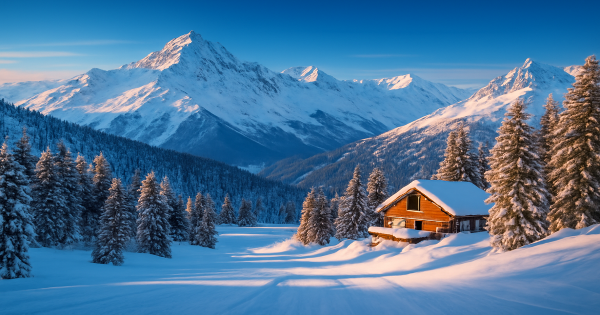 Explore the stunning горнолыжные курорты России with beautiful snowy landscapes and cozy chalets.