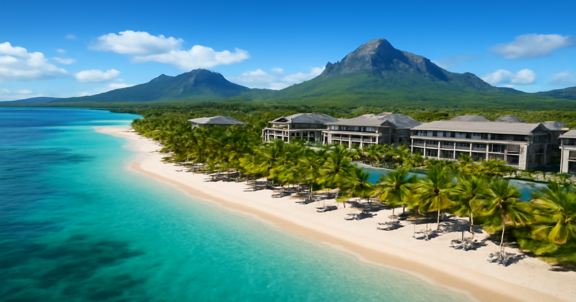 Explore лучшие курорты with this breathtaking view of a tropical beach resort.
