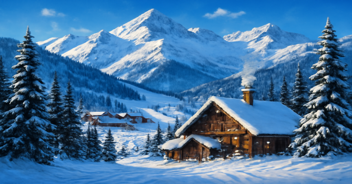 Breathtaking winter scene perfect for зимний отпуск at a ski resort in the mountains.
