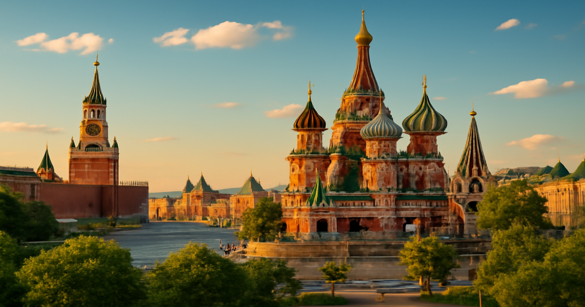 Explore the достопримечательности Москвы with this stunning view of Red Square and the Kremlin.