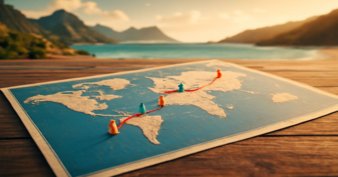 Explore составление маршрута путешествия with a captivating travel route map and scenic landscapes.