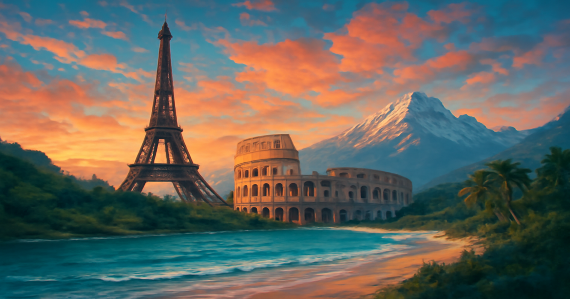 Stunning image representing визы в Европу with iconic landmarks and beautiful landscapes.