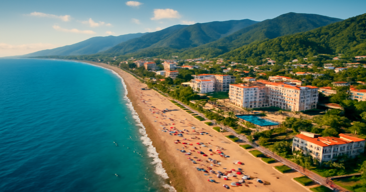 Breathtaking view of курорты Сочи along the Black Sea, perfect for an inspiring travel guide.