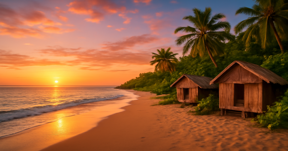 Stunning beach sunset scene, perfect for budgetный отдых inspiration and travel planning.