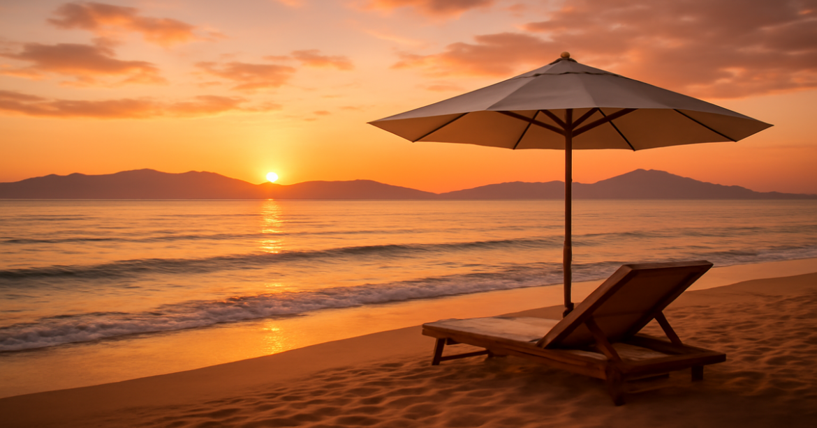 Stunning beach sunset image for a successful поездка на море, highlighting nature's beauty.