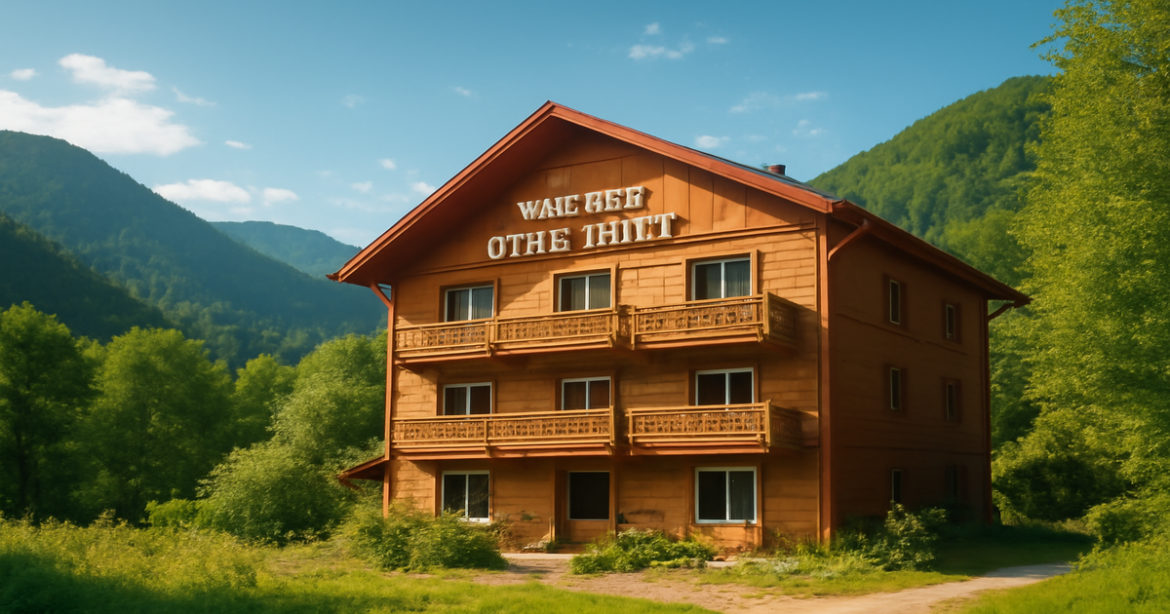 Explore budgetные отели Россия with this inviting image of a cozy hotel in nature.