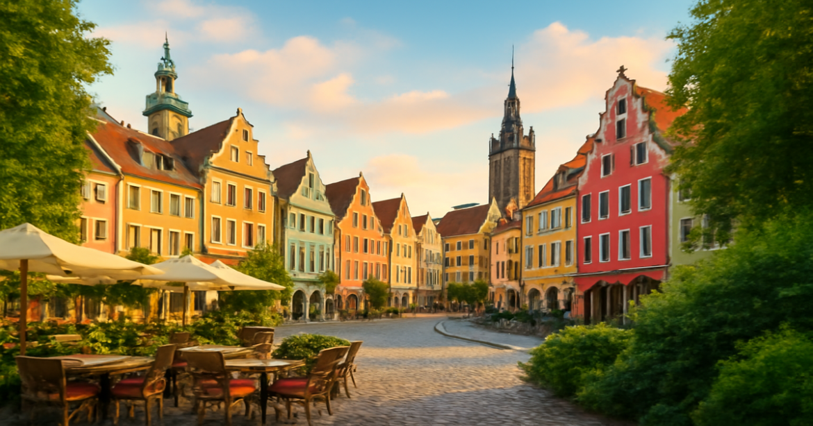 Explore budgetный отдых в Европе through this beautiful cityscape showcasing vibrant travel destinations.