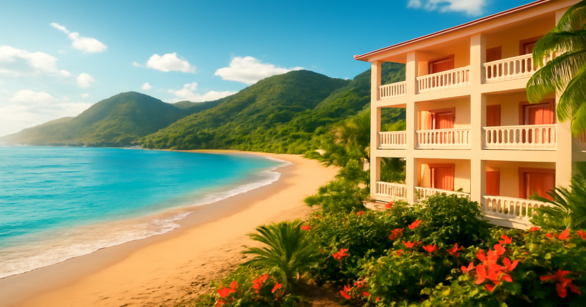 Discover beautiful budgetные курорты для отдыха with stunning beach and mountain views.