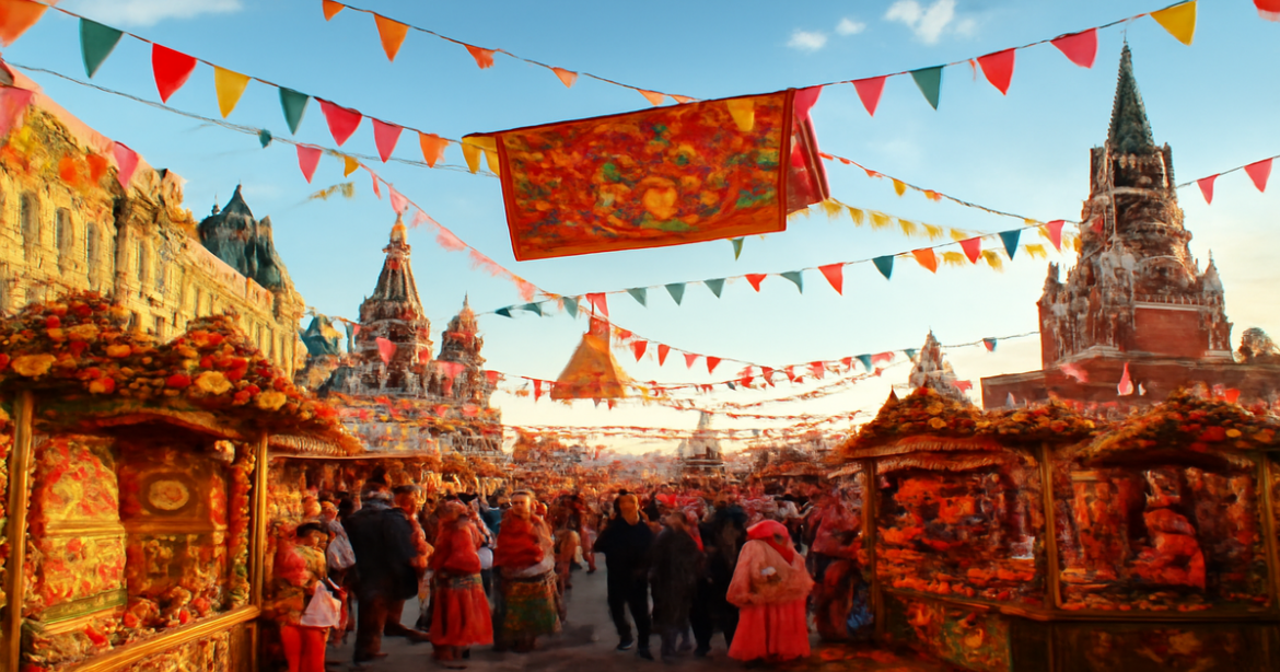 Explore unique культурные события в России through vibrant festival scenes full of color and culture.